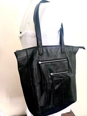 Day & Mood Black Leather Tote